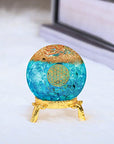 Blue Aquamarine Crystal Orgonite Ball for Decor & Reiki Healing