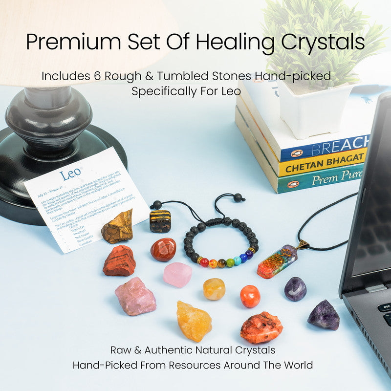 Leo Zodiac Crystal Kit Gifts for Women/Men, Good Luck Birthstone