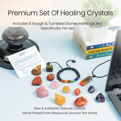 Leo Zodiac Crystal Kit Gifts for Women/Men, Good Luck Birthstone