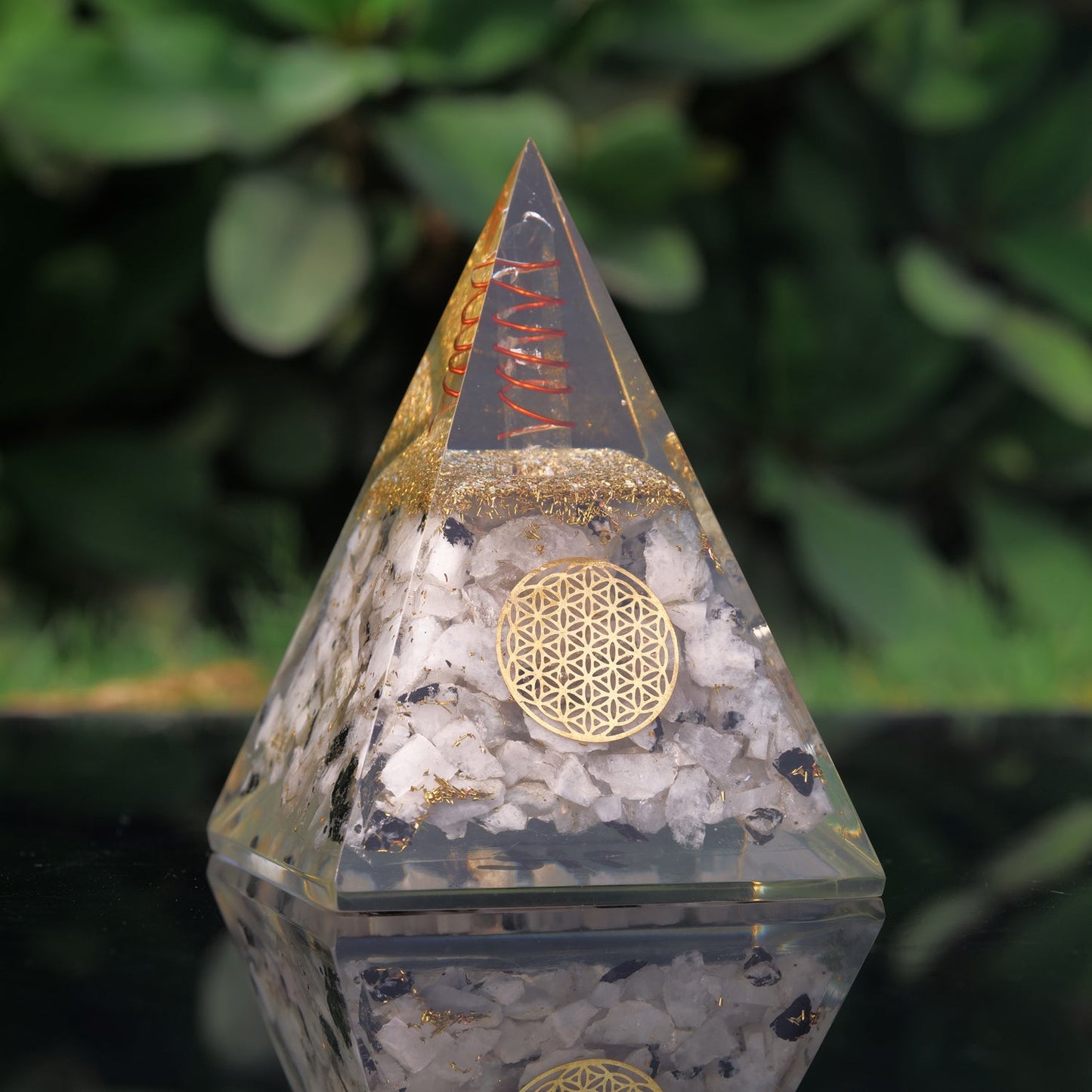 Rainbow Moonstone Handmade Orgone Pyramid For Emf Protection