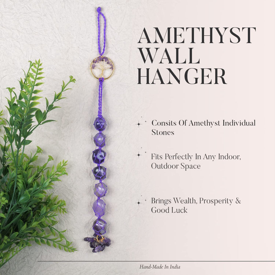 Crystal Beads Wall Hanging - Amethyst Crystal Decor - Dream Catcher