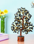 Black Tourmaline Gemstone Tree - Healing Crystal Tree - Golden Wire Size: 10-12 Inch