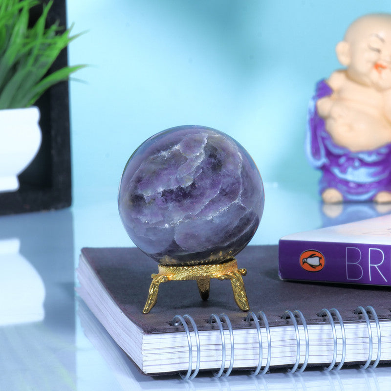 Amethyst Sphere Feng Shui Crystal Ball With Stand & Scrying Ball