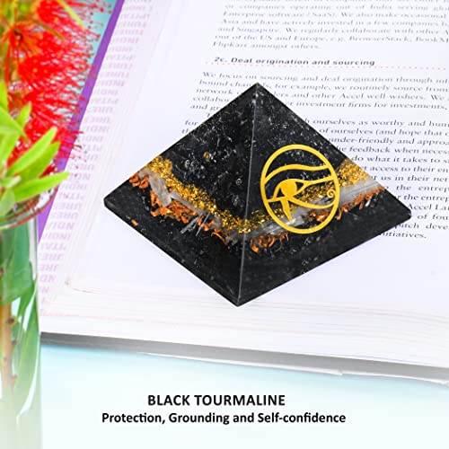 Black Tourmaline Orgonite Crystal Pyramid for Positive Energy