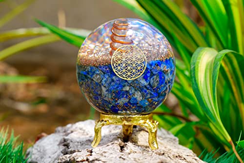 Lapis Lazuli Crystal Orgonite Ball for Decor & Reiki Healing