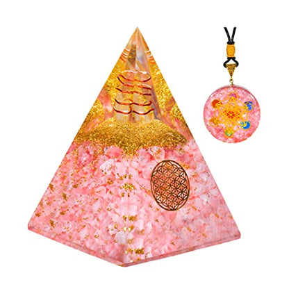 Rose Quartz Orgone Healing Copper Pyramid