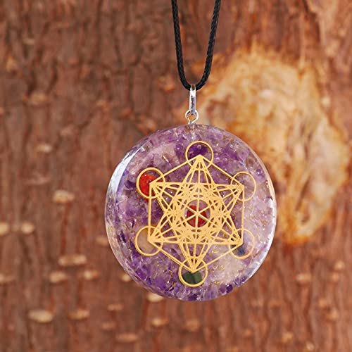 Amethyst Orgonite Crystal Necklace Pendant for Men and Women