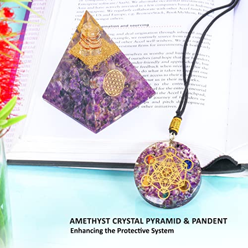 Amethyst Orgonite Healing Pyramid with Copper
