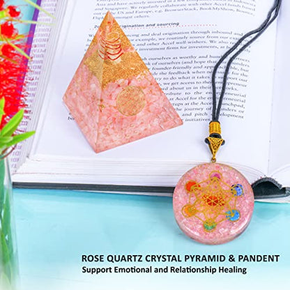 Rose Quartz Orgone Healing Copper Pyramid