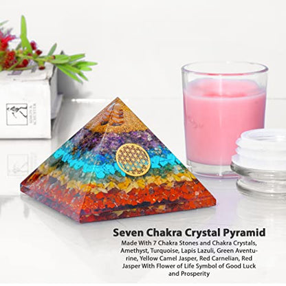 7 Chakra Orgonite Pyramid for Healing & Positive Energy