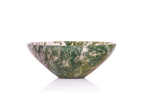 Moss Agate Healing Crystal Decorative Bowl for Spirituality