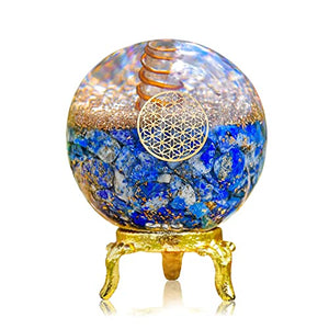 Lapis Lazuli Crystal Orgonite Ball for Decor & Reiki Healing