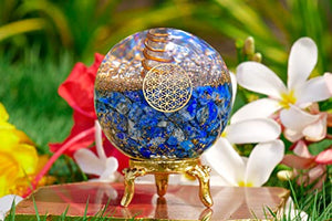 Lapis Lazuli Crystal Orgonite Ball for Decor & Reiki Healing