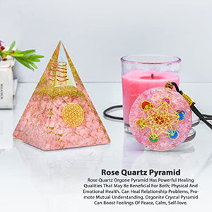 Rose Quartz Orgone Healing Copper Pyramid