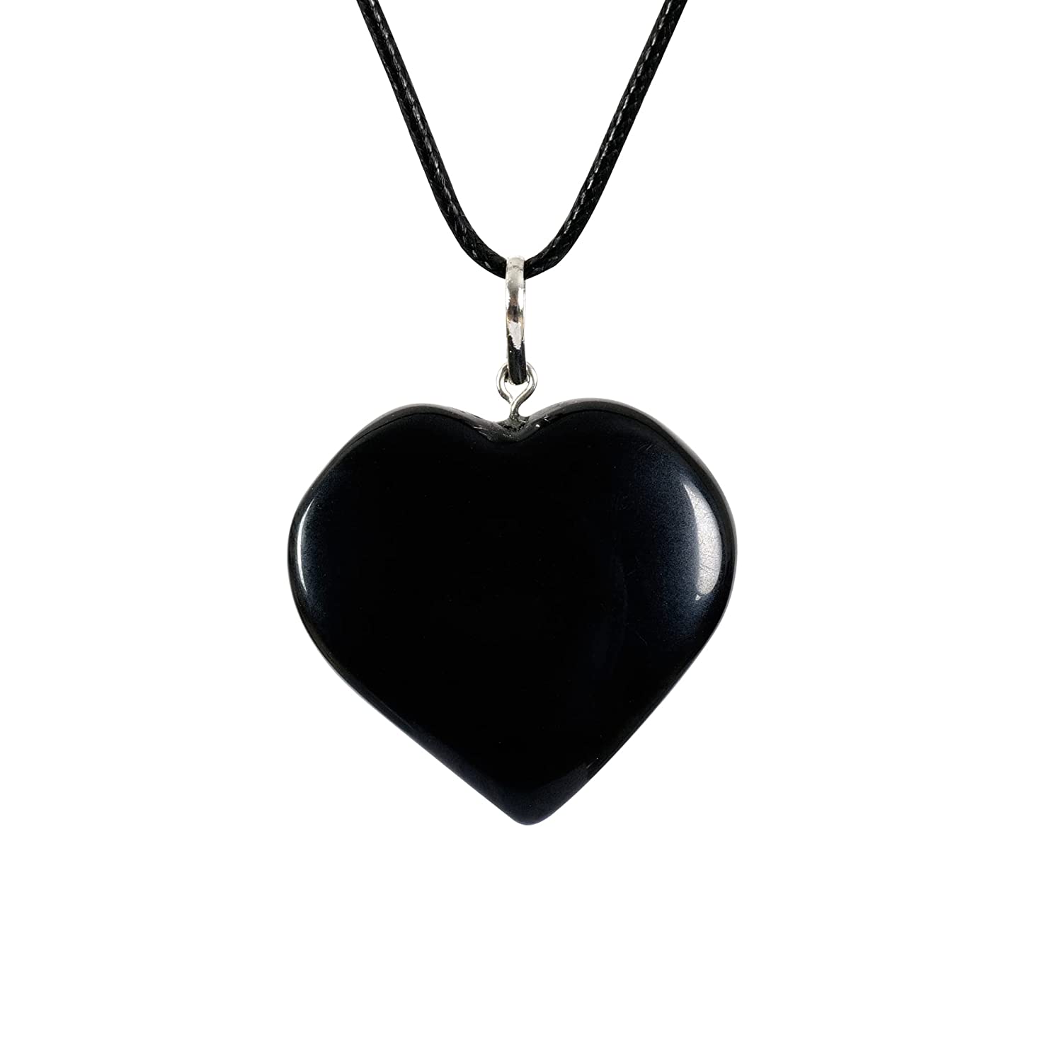 Black Obsidian natural handmade crystal tumble Heart Pendant for healing