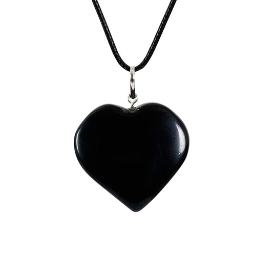 Black Obsidian natural handmade crystal tumble Heart Pendant for healing