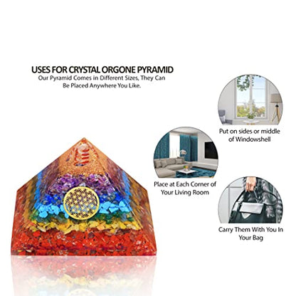 7 Chakra Orgonite Pyramid for Healing & Positive Energy