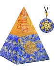 Lapis Lazuli Handmade Orgonite Pyramid with Copper Coil