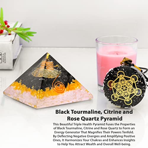 Triple Protection Crystal Pyramid for Heaing and Positivity