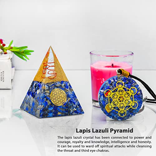 Lapis Lazuli Handmade Orgonite Pyramid with Copper Coil