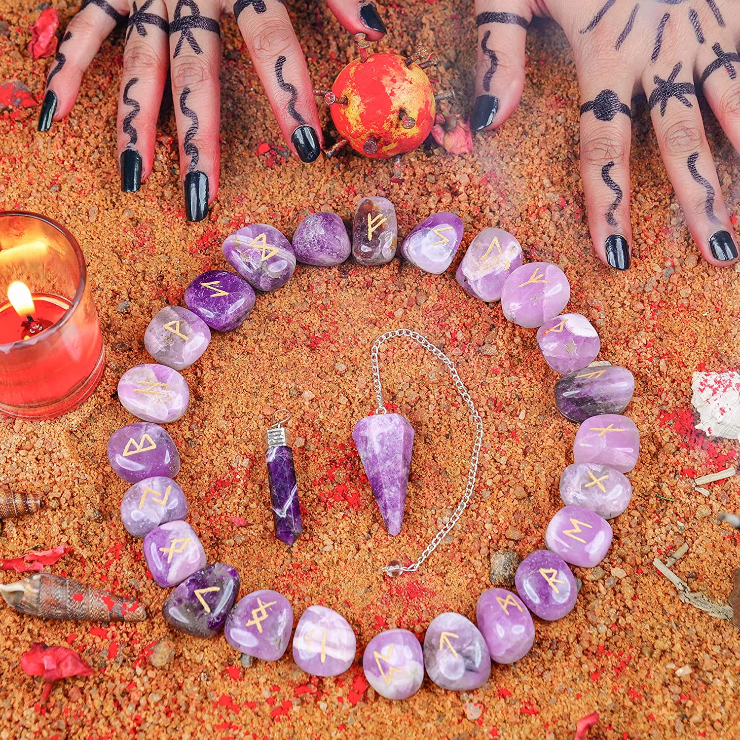 Amethyst Rune Stones - Elder Futhark Rune - Crystal Runes Set