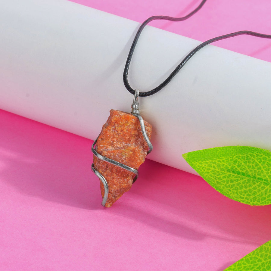 Red Aventurine Crystal - Crystal Pendant - Healing Crystal Necklace - Size 1-1.5 Inches