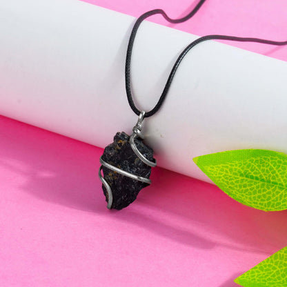 Black Tourmaline Pendant - Raw Black Tourmaline Necklace - Crystal Pendant Necklace - Size 1-1.5 Inches