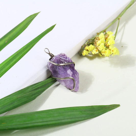 Amethyst Raw Rough Crystal Pendant Necklaces for Gifting