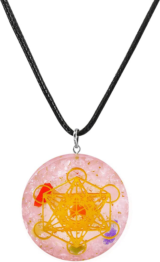 Rose Quartz Metatron Sacred Geometry Orgone Pendant