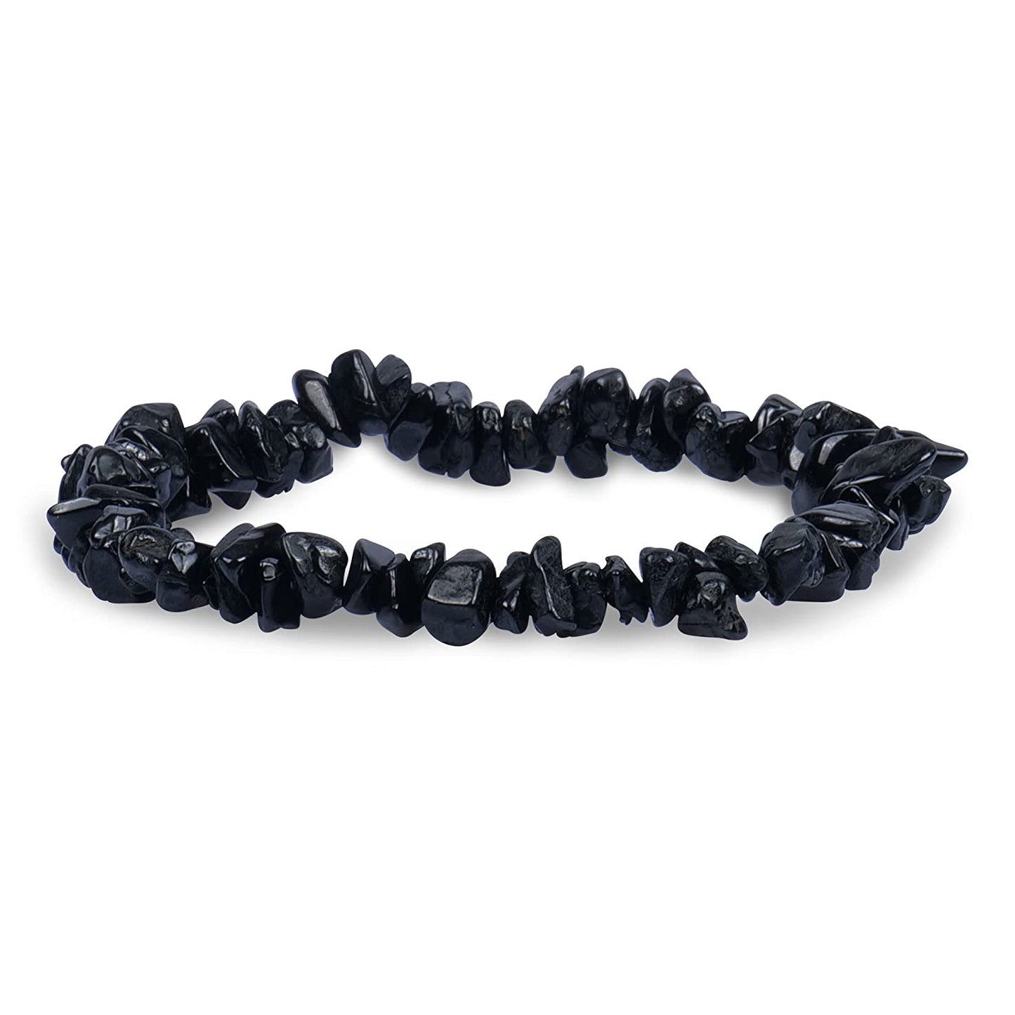 Black Tourmaline Gemstone Chip Bracelet Healing Crystals Jewelry