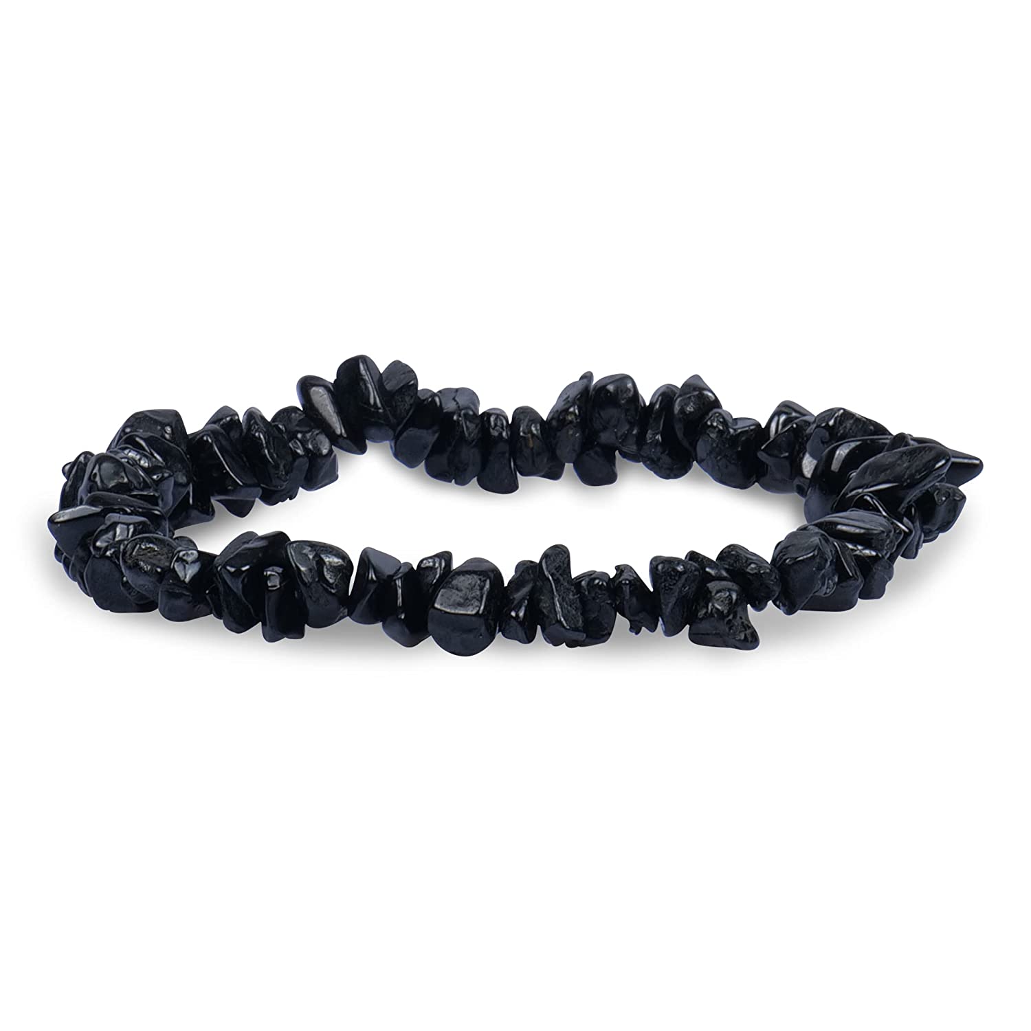 Black Tourmaline Gemstone Chip Bracelet Healing Crystals Jewelry