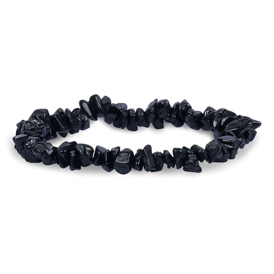 Black Tourmaline Gemstone Chip Bracelet Healing Crystals Jewelry