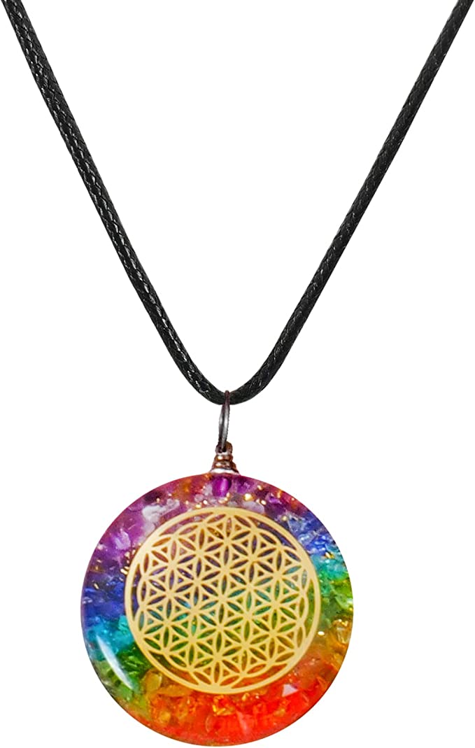 Seven Chakra Crystal Orgonite Pendant Necklaces