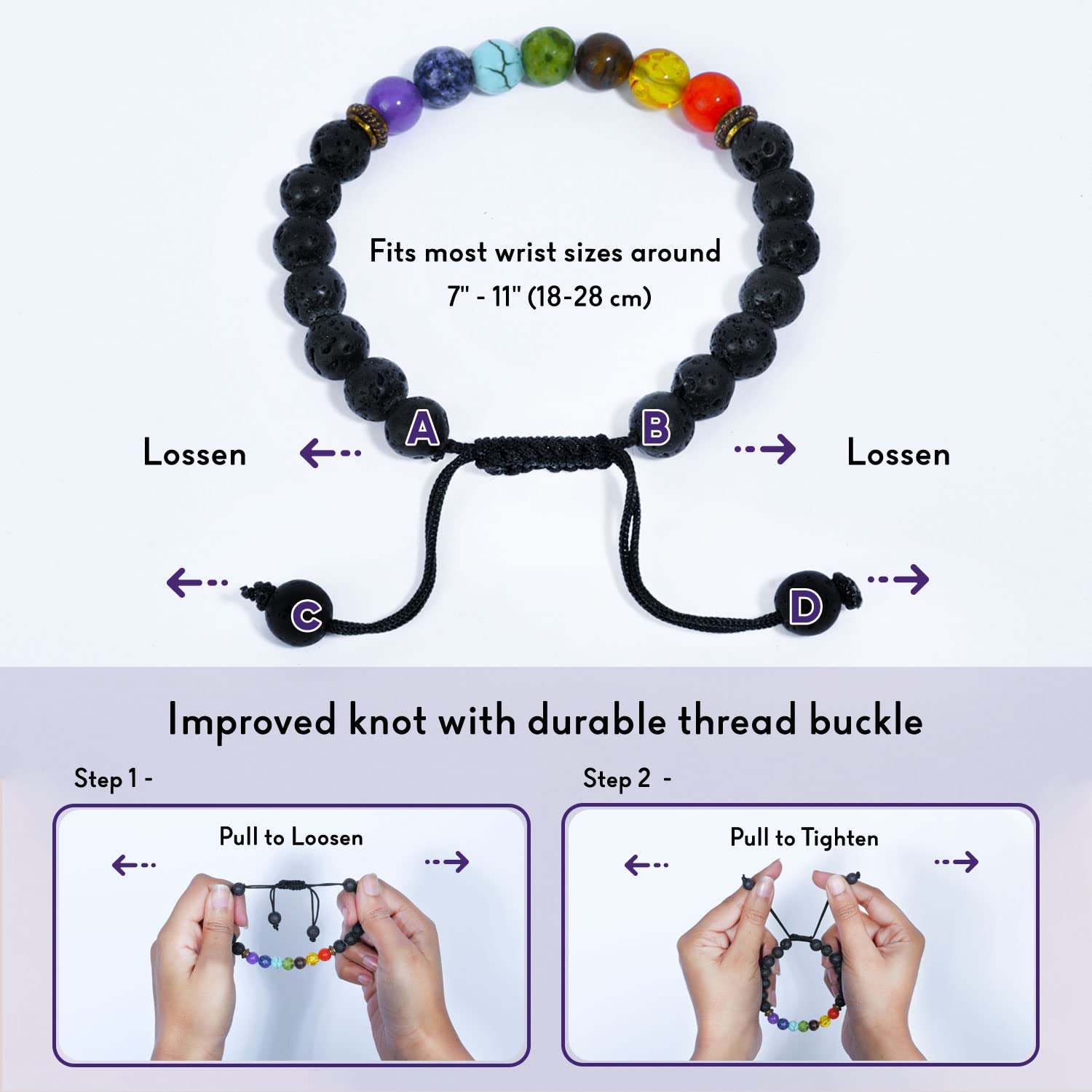 Seven Chakra Bracelet and Necklace Set Healing Gift Set for Women & Men