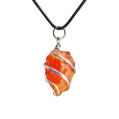 Raw Carnelian Crystal Pendant for Women Men Girls