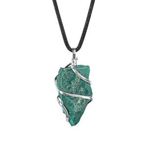 Green Jade Tree of life crystal necklace Raw Rough Pendant for women - Orgonitecrystals