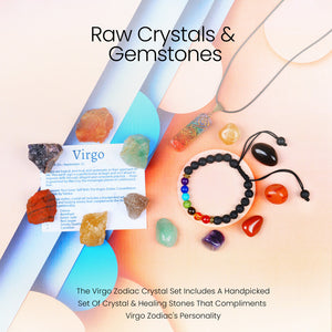 Virgo Zodiac Crystal Kit, Birthstone Healing Stones Horoscope Gift