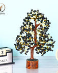 Black Tourmaline Gemstone Tree - Healing Crystal Tree - Golden Wire Size: 10-12 Inch