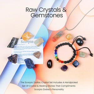 Scorpio Zodiac Crystal Kit, Birth Goodluck Stones Gifts for Woman