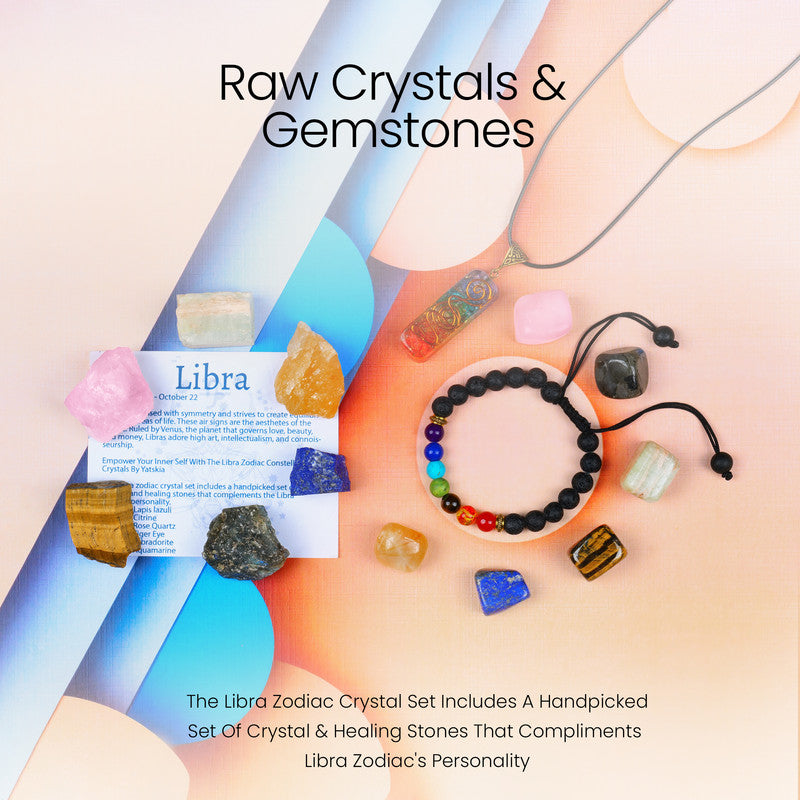 Libra Crystal Kit, Zodiac Healing Stones Gifts for Women/Men