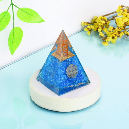 Aquamarine Healing Crystal Handmade Orgonite Pyramid For Yoga & Chakra Balancing