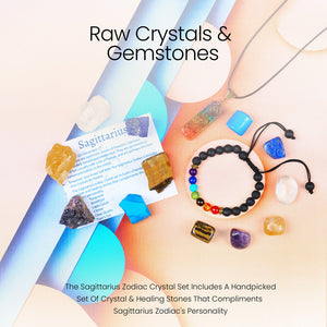 Sagittarius Crystal Kit, Good Luck Astrology Stones Gifts for Woman