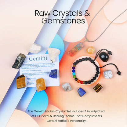 Gemini Crystal Set & Gifts - Zodiac Birthstone, Healing Stone kit