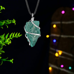 Green Jade Tree of life crystal necklace Raw Rough Pendant for women - Orgonitecrystals