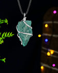 Green Jade Tree of life crystal necklace Raw Rough Pendant for women