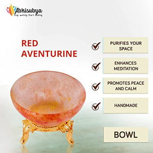 Handmade Red Aventurine Crystal Bowl - Chakra Balancing Home Decor