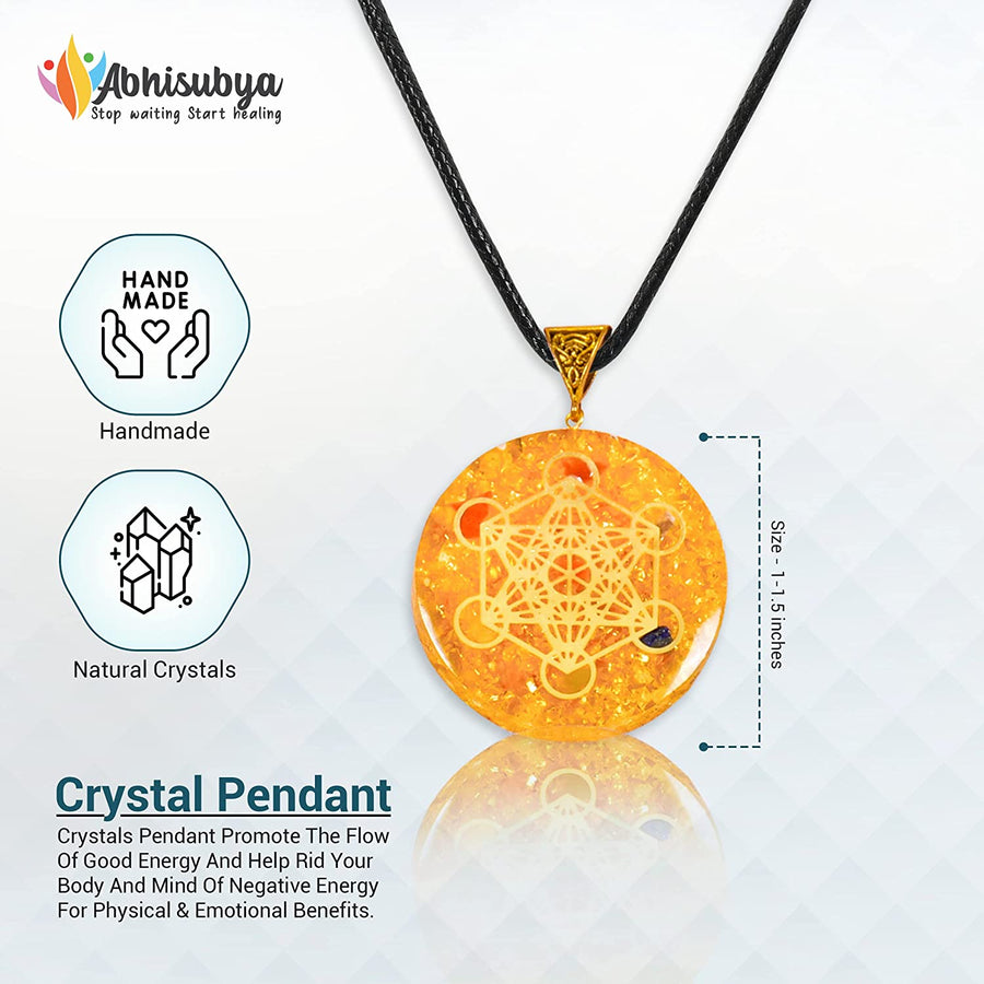 Citrine Healing Crystals Necklace Orgonite Pendant