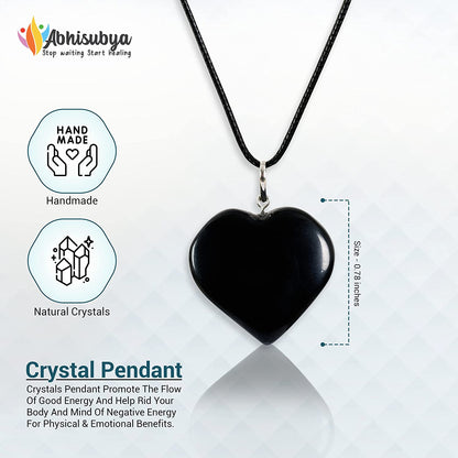 Black Obsidian natural handmade crystal tumble Heart Pendant for healing