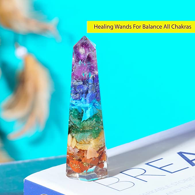 Seven Chakra Healing Crystal Wand Tower for Meditation and Spiritual Things