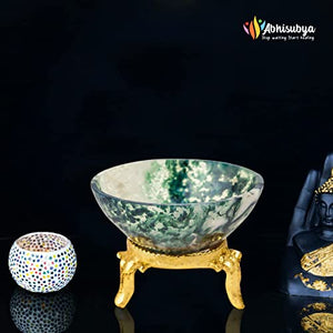 Moss Agate Healing Crystal Decorative Bowl for Spirituality